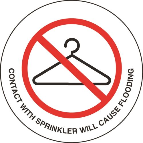 Sign - Do Not Hang Items On Sprinkle, Clear/Black & Red Print